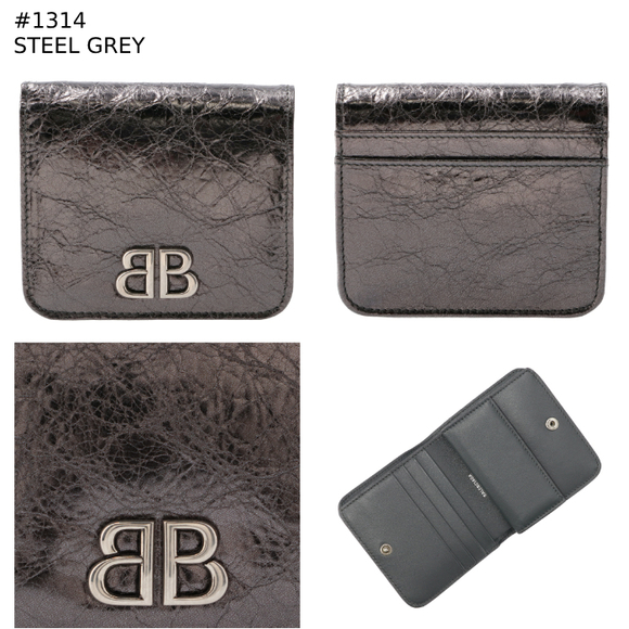 BALENCIAGA Wallet Bifold BB Monaco Metalized Flap Coin Wallet - Picture 8 of 8